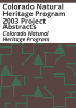 Colorado_Natural_Heritage_Program_2003_project_abstracts