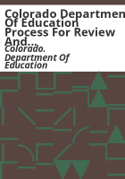 Colorado_Department_of_Education_process_for_review_and_adoption_of_standards