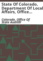 State_of_Colorado__Department_of_Local_Affairs__Office_of_Rural_Development_performance_audit__report_of_the_State_Auditor