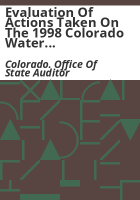 Evaluation_of_actions_taken_on_the_1998_Colorado_Water_Conservation_Board_construction_fund_loan_program_audit__as_of_December_1999